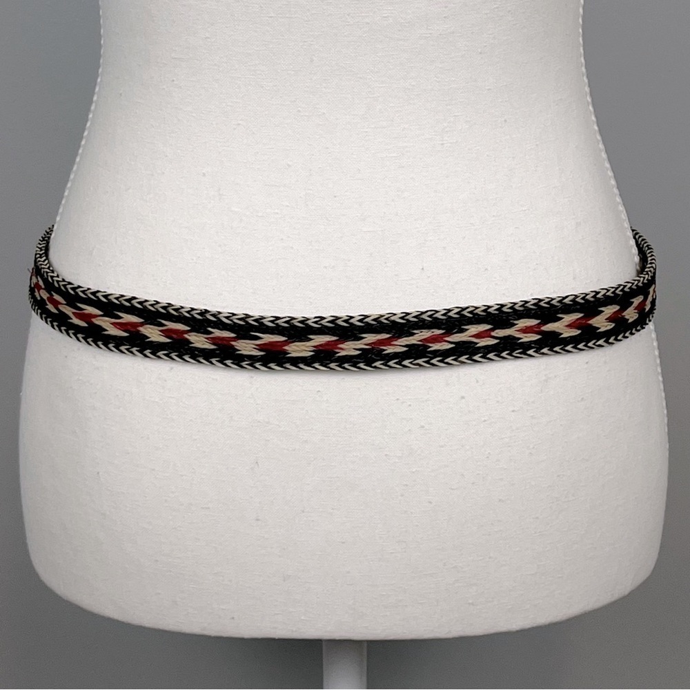 Brown boho nylon woven made in Mexico belt, medium (see measurements).